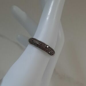 3/4 ct  Red Diamond Pave Band in Sterling Silver Womens Size 6 3/4 …